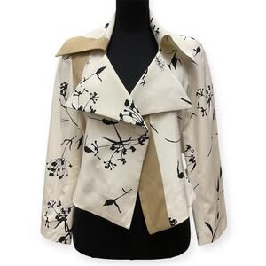 Carla Zampatti Floral Botanical Print Oversized Lapel Collar Jacket Size 10